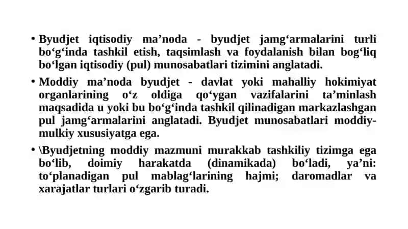 O‘ZBEKISTON RESPUBLIKASI DAVLAT BYUDJETI VA BYUDJET HUQUQI 4