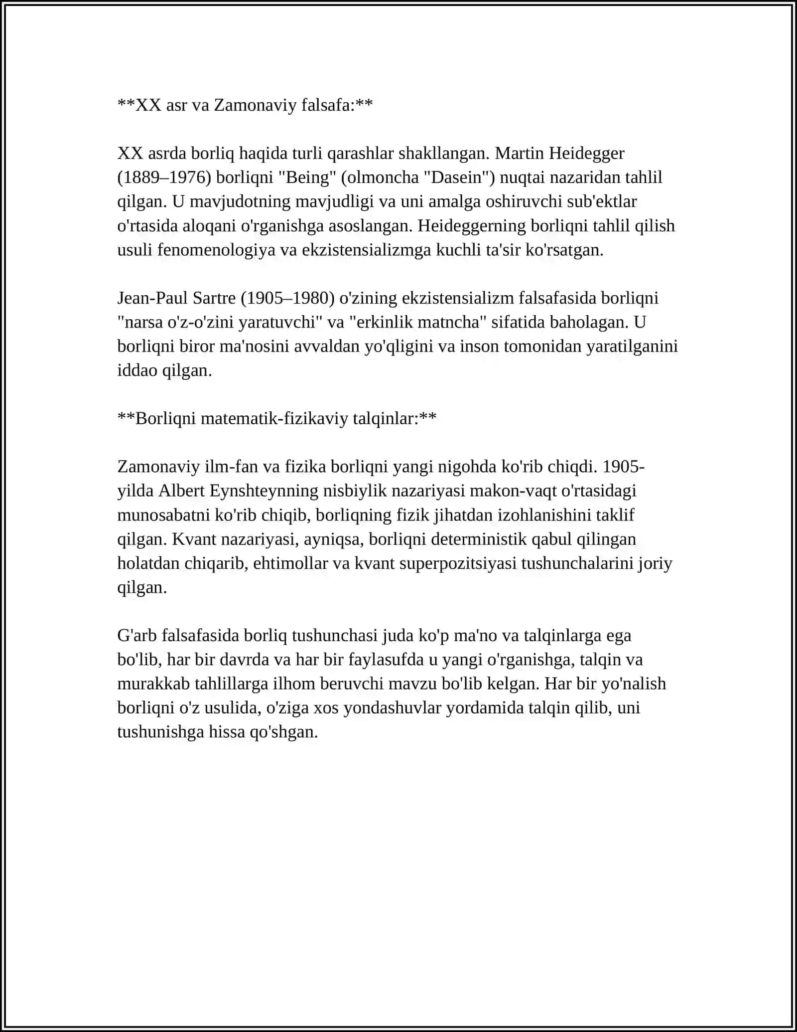G'ARB MUTAFAKKIRLARINING BORLIQ HAQIDAGI TA'LIMOTI 4