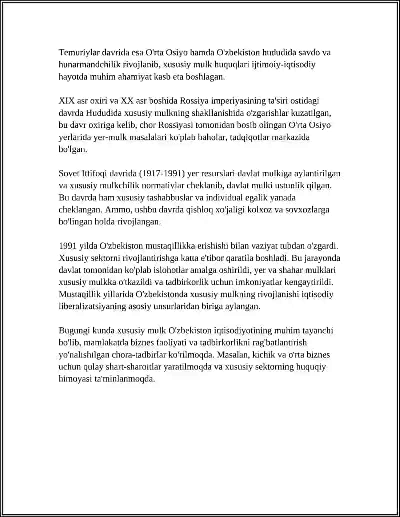 O'ZBEKISTONDA XUSUSIY MULKNING SHAKLLANISHI 4