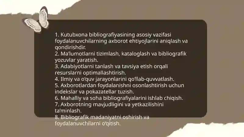 Kutubxona axborot muassasalarida bibliografik faoliyatni tashkil etish 4