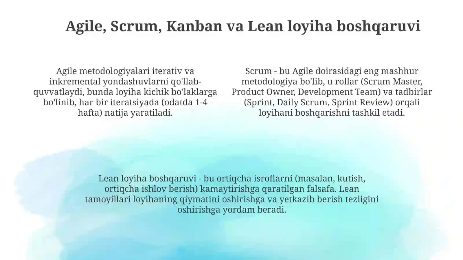 Zamonaviy loyiha boshqaruvi metodologiyalari 4