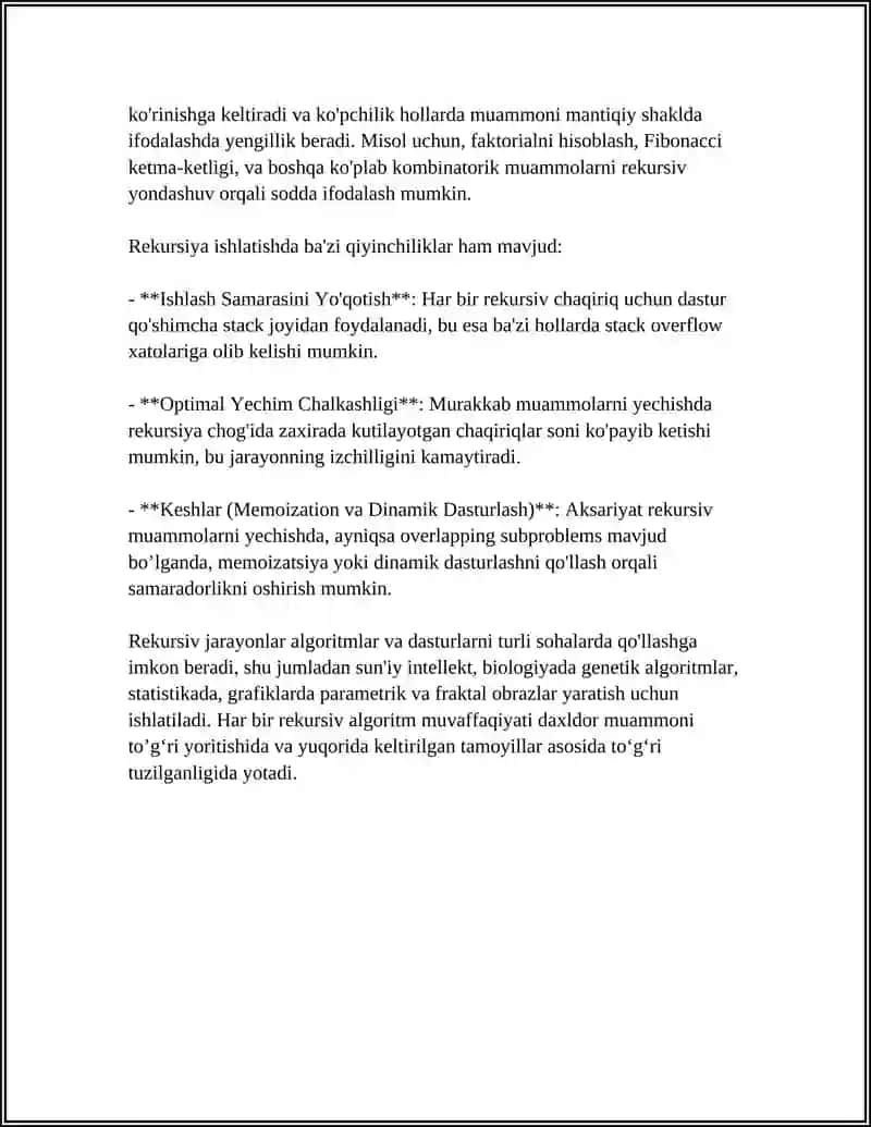 REKURSIV JARAYONLARNI TASHKIL ETISH 4