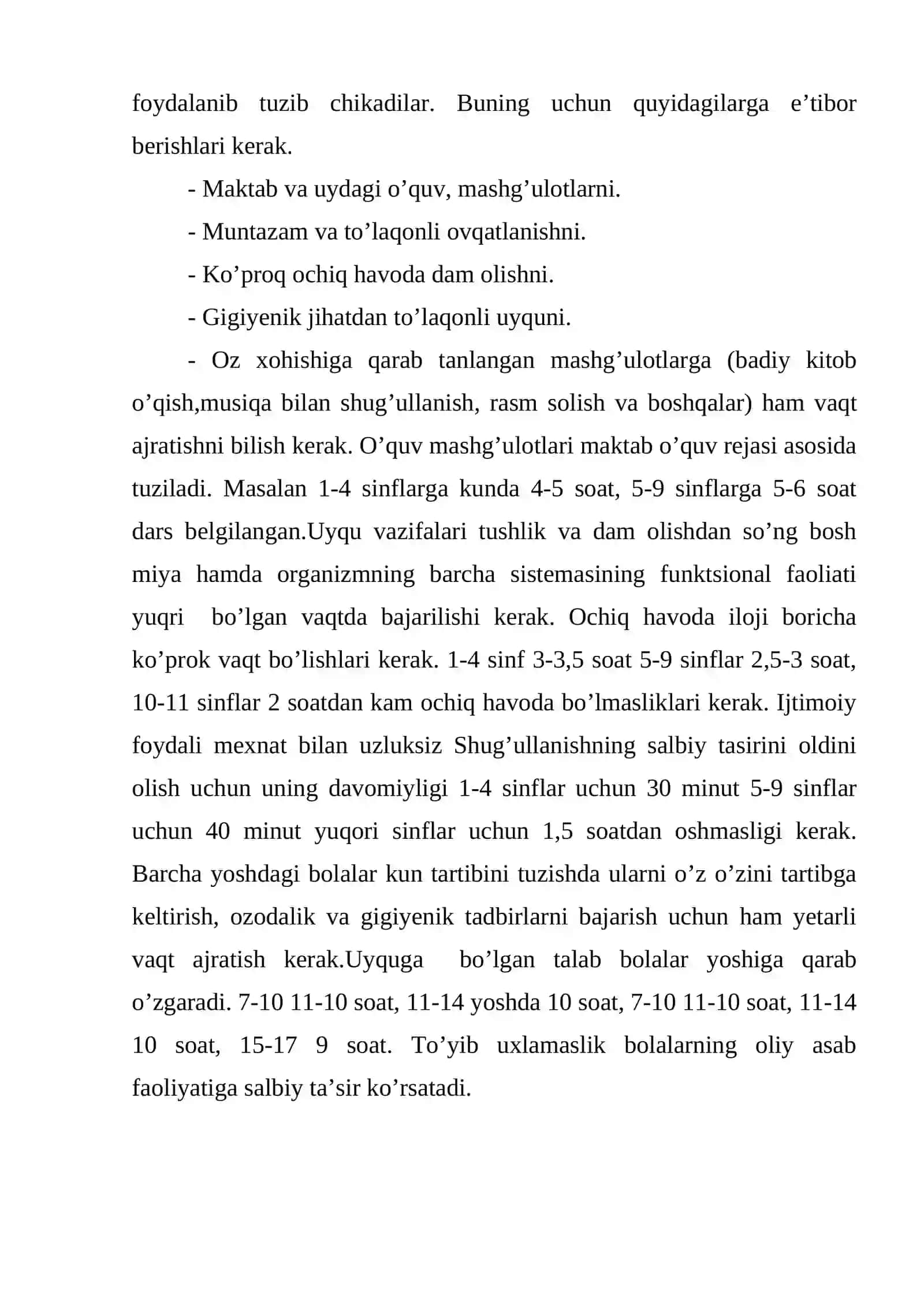 Sport mutaxassisligidagi maktab o'quvchilarini gigiena tomonidan ta'minlash rejasini ishlab chiqish 4