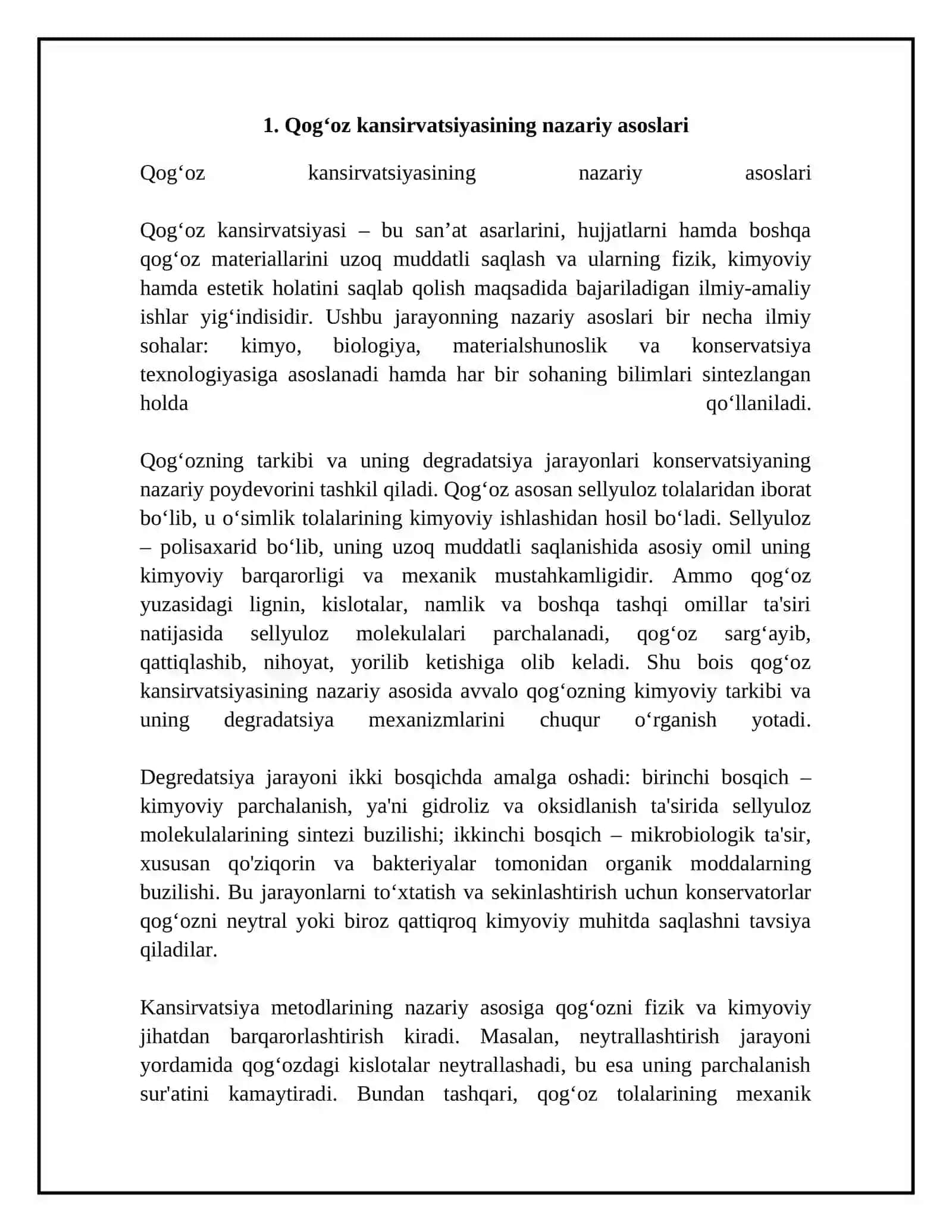 Sanat asarlari fanidan qogʻoz kansirvatsiyasi 4