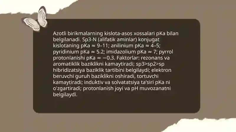 Azotli organik birikmalarni olinishi va xosssalariga doir ginetik ôzgarishlarni amalga oshirish hamda mavzuga doir misol masala test savollarini yechish algoritmi 4