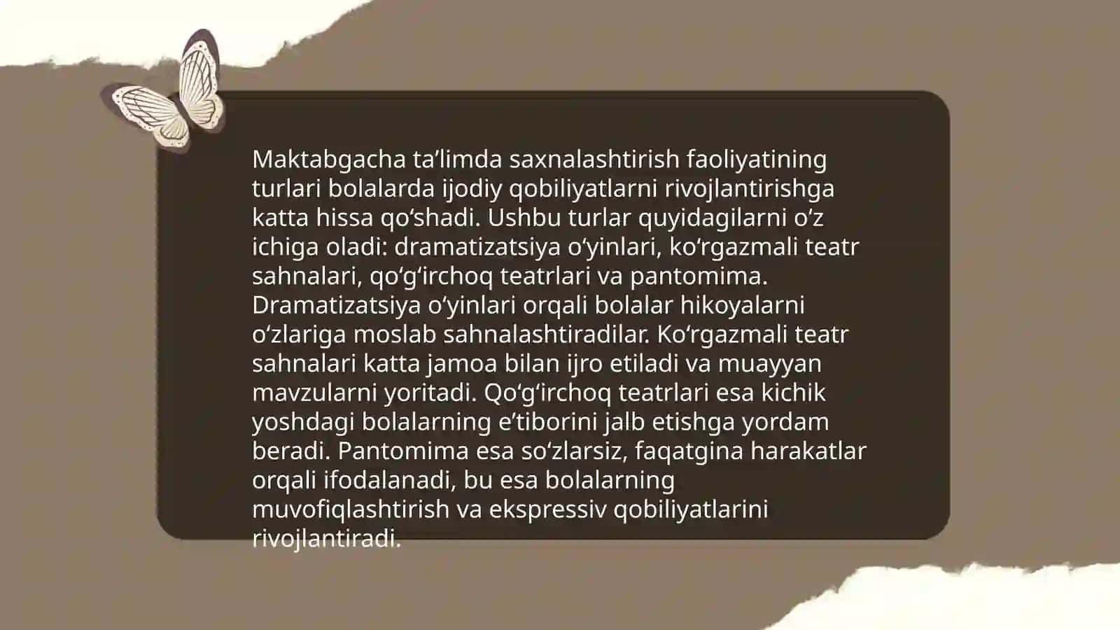 Maktabgacha talim tashkilotida katta yosh guruhlarida saxnalashtirish faolyatini tashkil etish shakillari 4