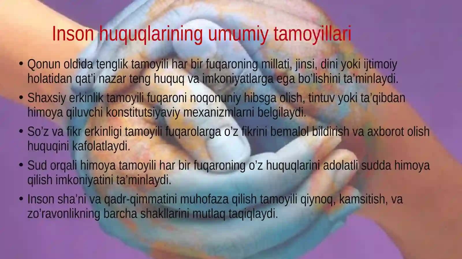 Yangi O'zbekiston dasturiga inson huquqlari va erkinliklari kafolatining yaratilishi 4