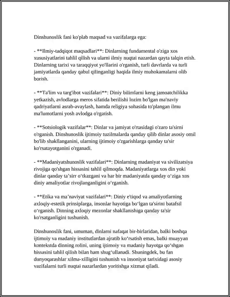 DINSHUNOSLIK FANINING PREDMETI VA UNING VAZIFALARI 4