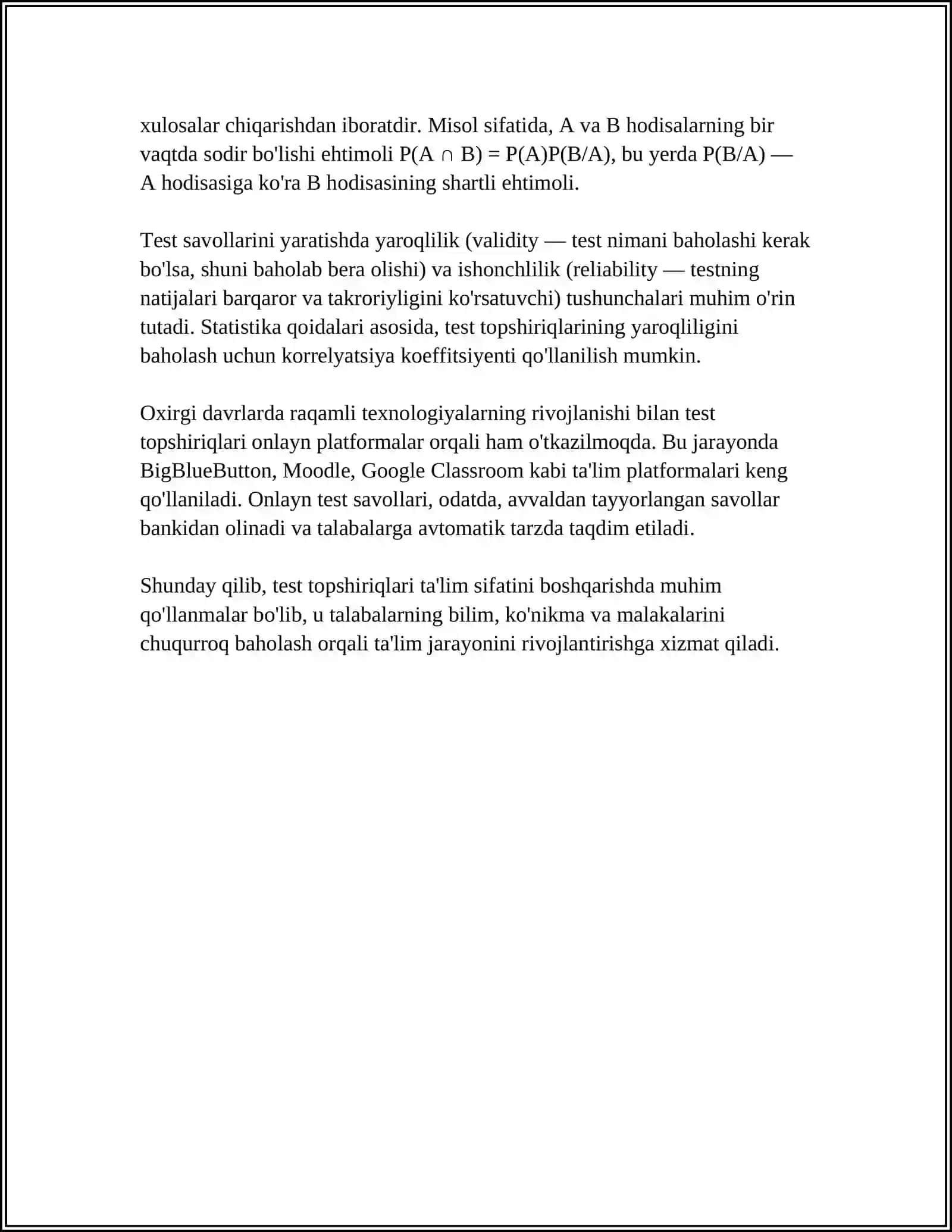 TEST TOPSHIRIQLARINING QIYINLIK DARAJASI MEZONI 4
