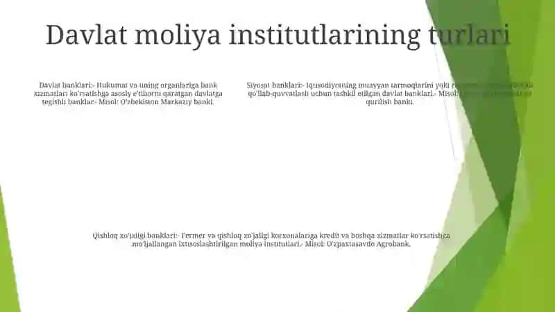 Davlat Moliya Institutlarining Moliya Bozorlaridagi Faoliyati Va Roli 4