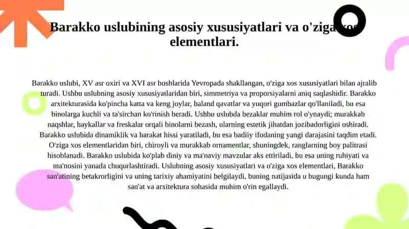 Barakko memorchiligining shakllanishi va rivojlanishi. 4