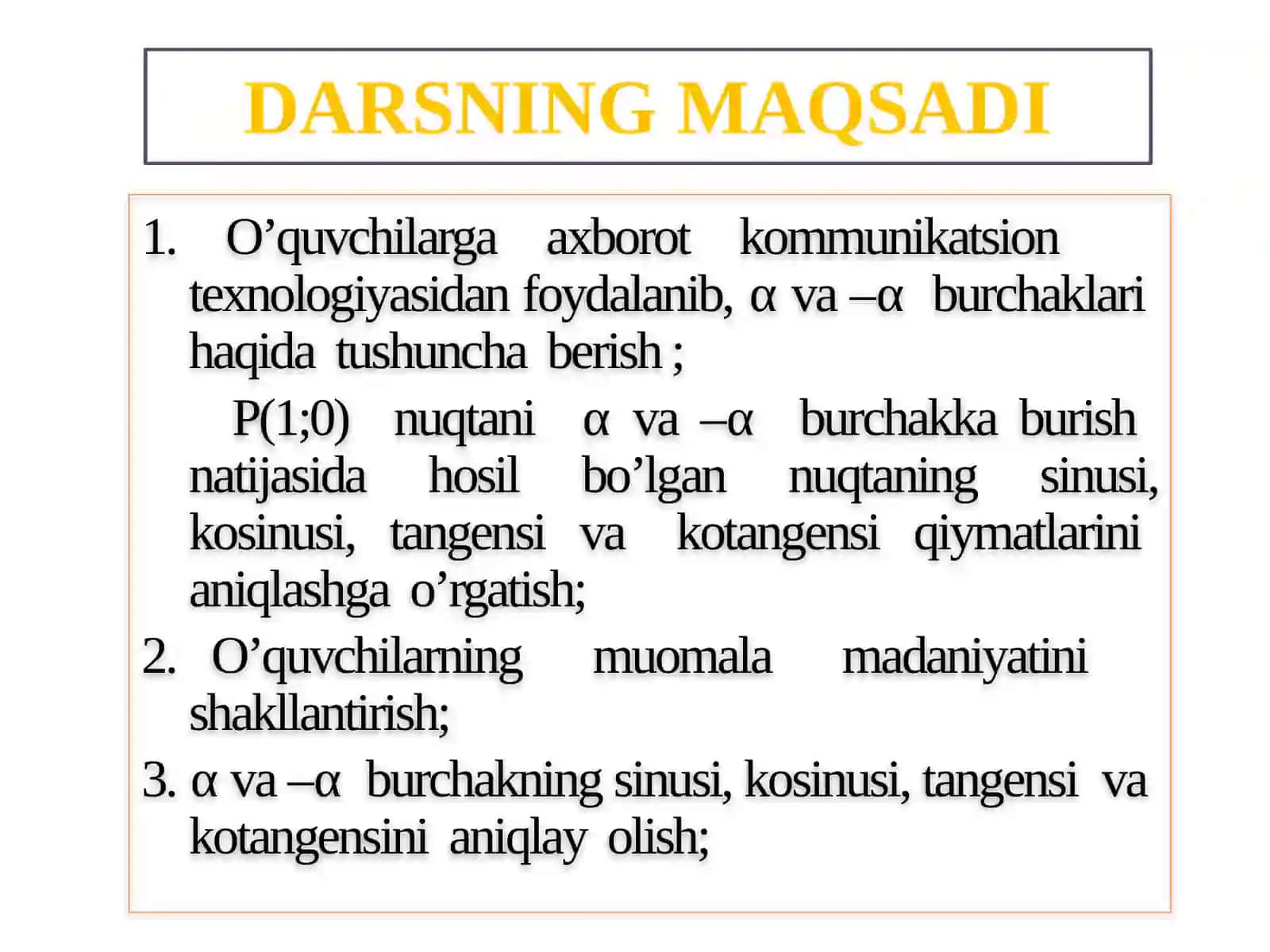 αVA -αBURCHAKLARNING SINUSI, KOSINUSI, TANGENSI VA KOTANGENSI 4