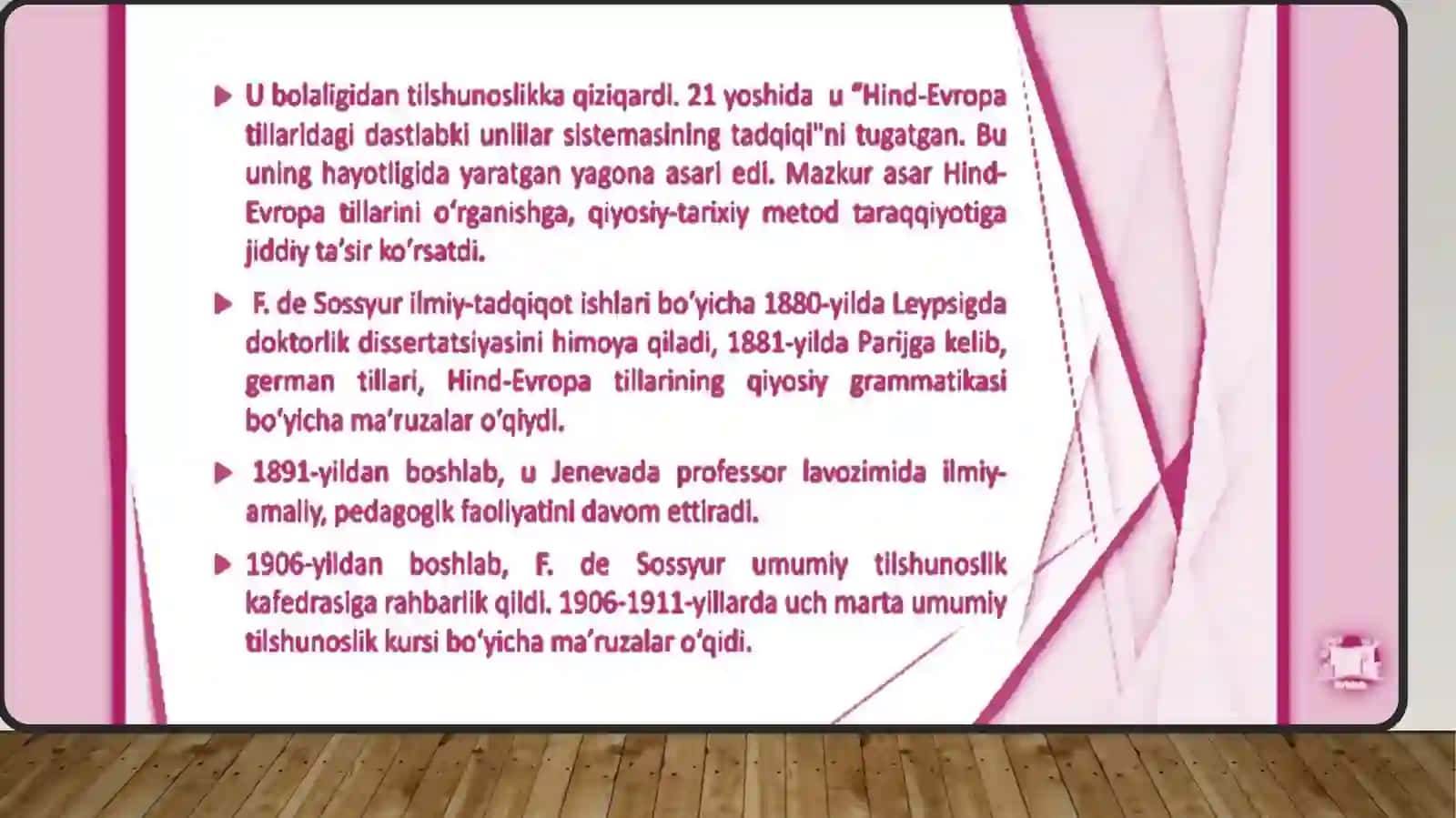 XXasrtilshunosligiFERDINAND DE SOSSYURNING LINGVISTIK NAZARIYASI. TILSHUNOSLIKDA STRUKTURALIZM 4