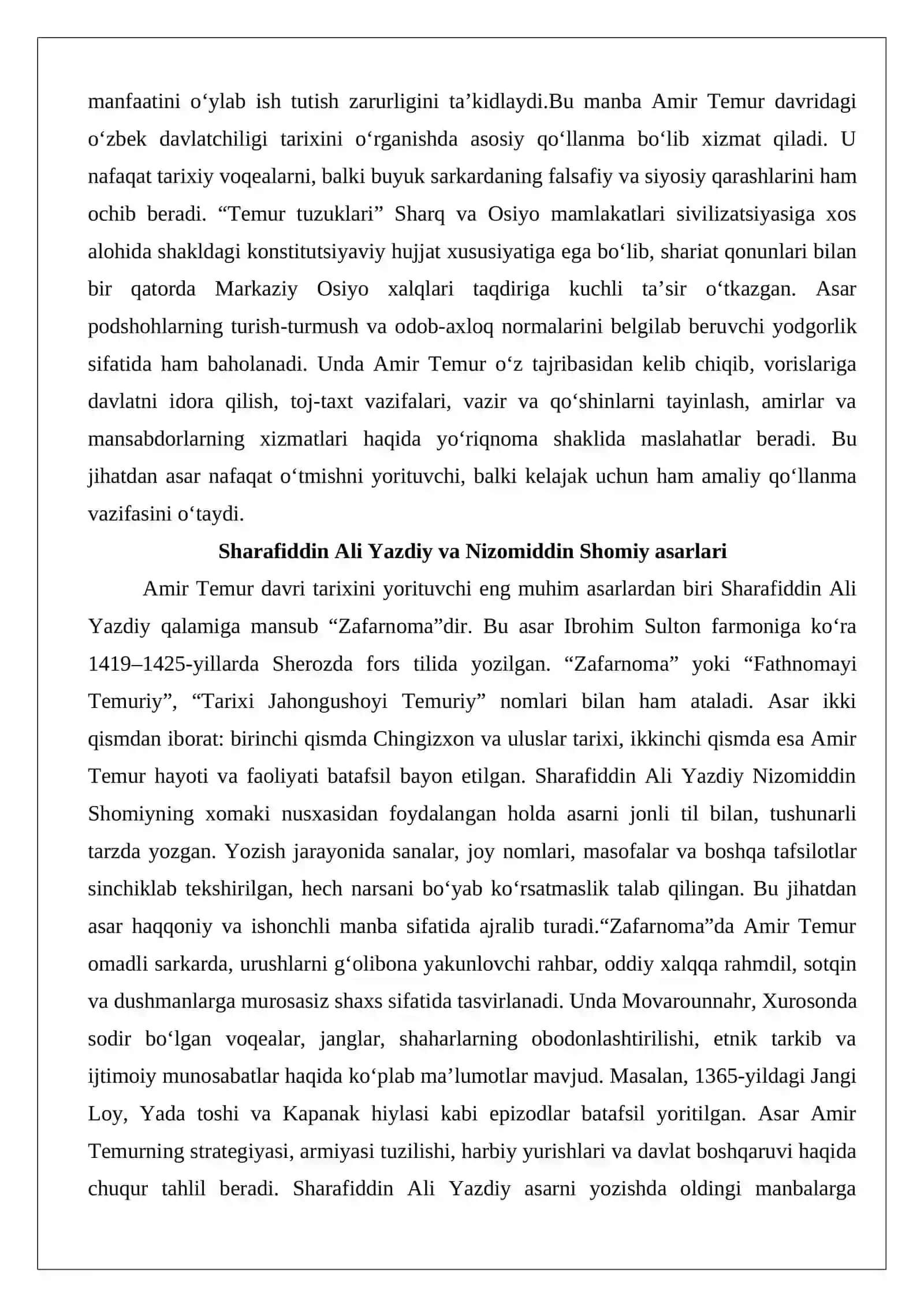 O‘rta Osiyoning Amir Temur va temuriylar tarixiga oid yozma manbalar. XVI–XVII asrlar hamda Buxoro amirligi va Xiva xonligi tarixiga oid yozma manbalar 4