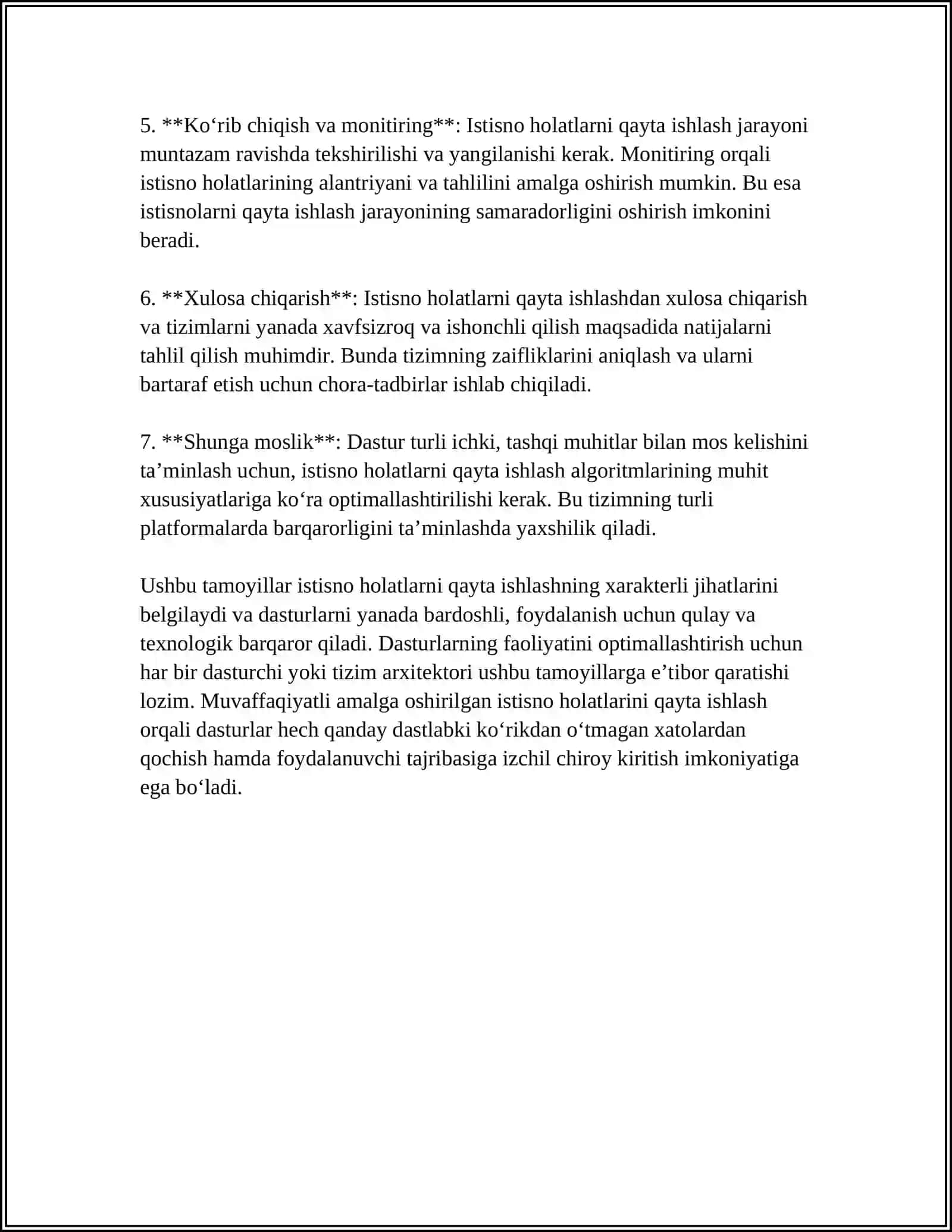 ISTISNO HOLATLARNI QAYTA ISHLASH 4
