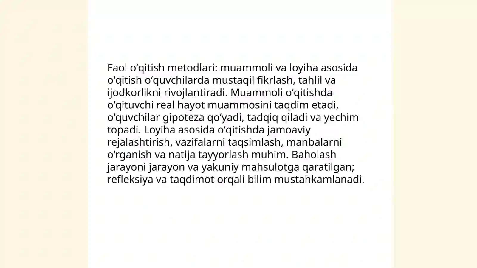 Ta'lim berishda õqitish metodlari 4