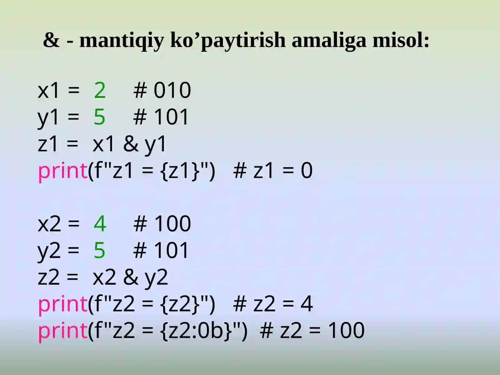 Mantiqiy operatsiyalar 4