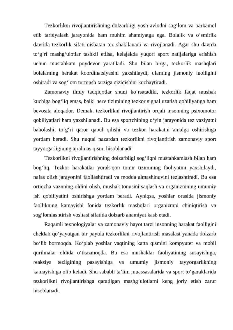 Tezkorlikni rivojlantirishning dolzarbligi 4