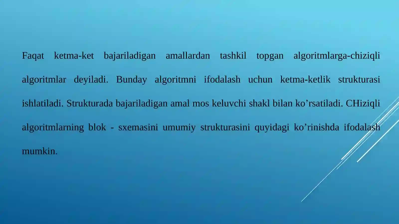 CHIZIQLI ALGORITMLAR. SIKLLAR. INTEGRALLARNI TAQRIBIY HISOBLASH 4