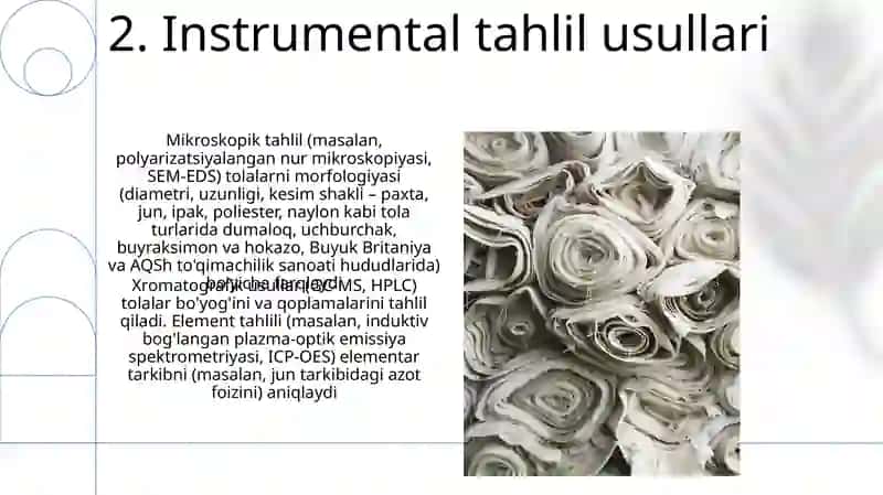 TO‘QIMACHILIK TOLALARINI SINFLARGA AJRATISHNI O‘RGANISH 4