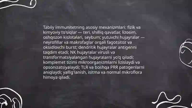 Immunitet. Tabiiy va orttirilgan immunitet 4