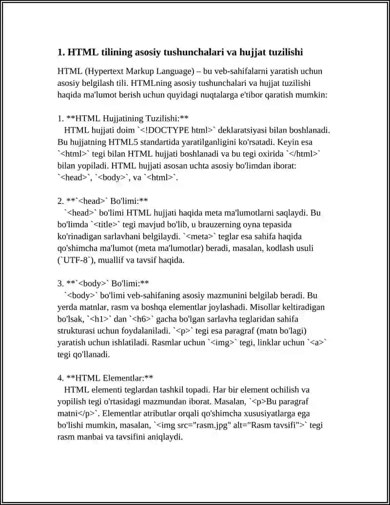 HTML TILIDA WEB-SAXIFALARNI YARATISH 4