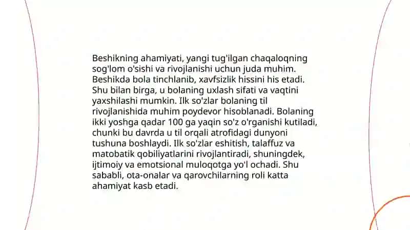 Ilk va 3 yoshgacha boʻlgan bolalarda nutq va muloqotning shakllanishi 4