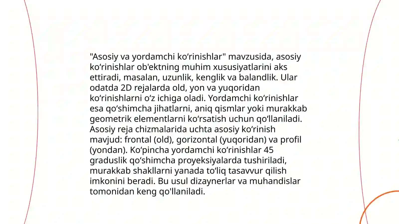 Proyeksion chizmachilik. Chizmalarda koʻrinish 4