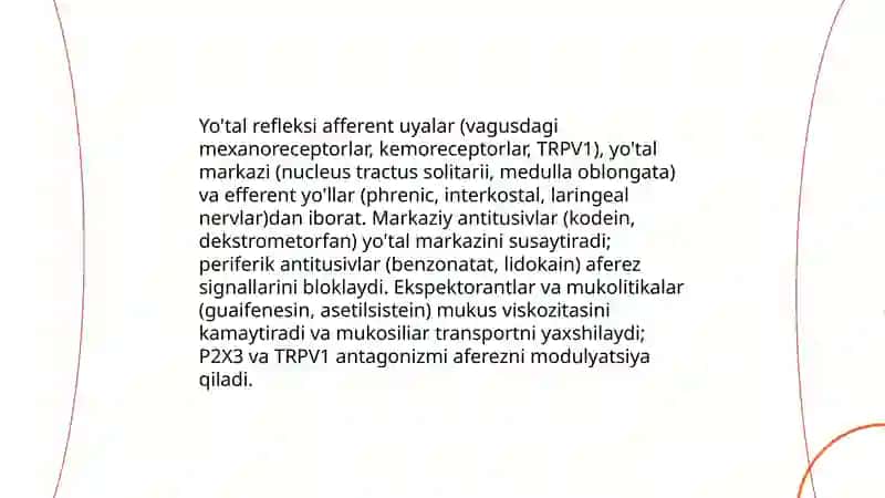 Yo'talga qarshi va balg'am ko'chiruvchi dori vositalarni kilinik farmakologiyasi 4