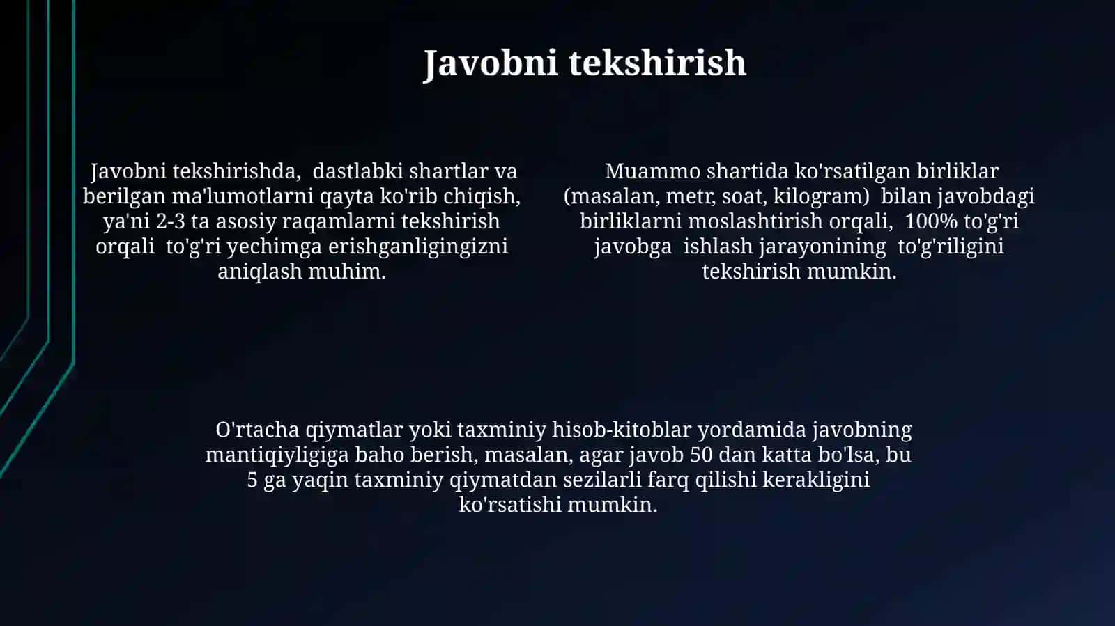 Matnli masalalar va matnli masalalar yechish metodlari 4