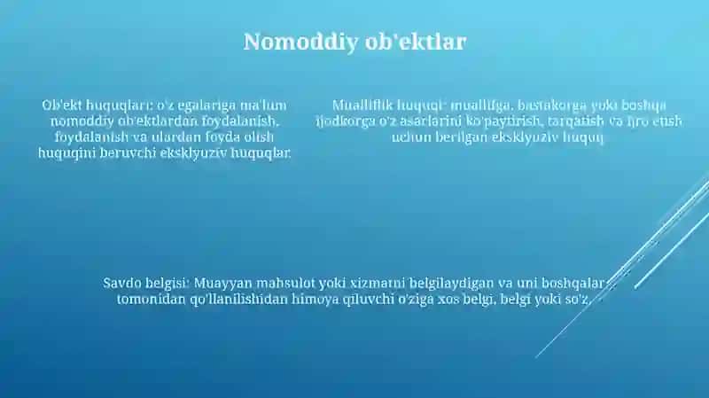 Fuqarolik Huquqining Obyektlari 4