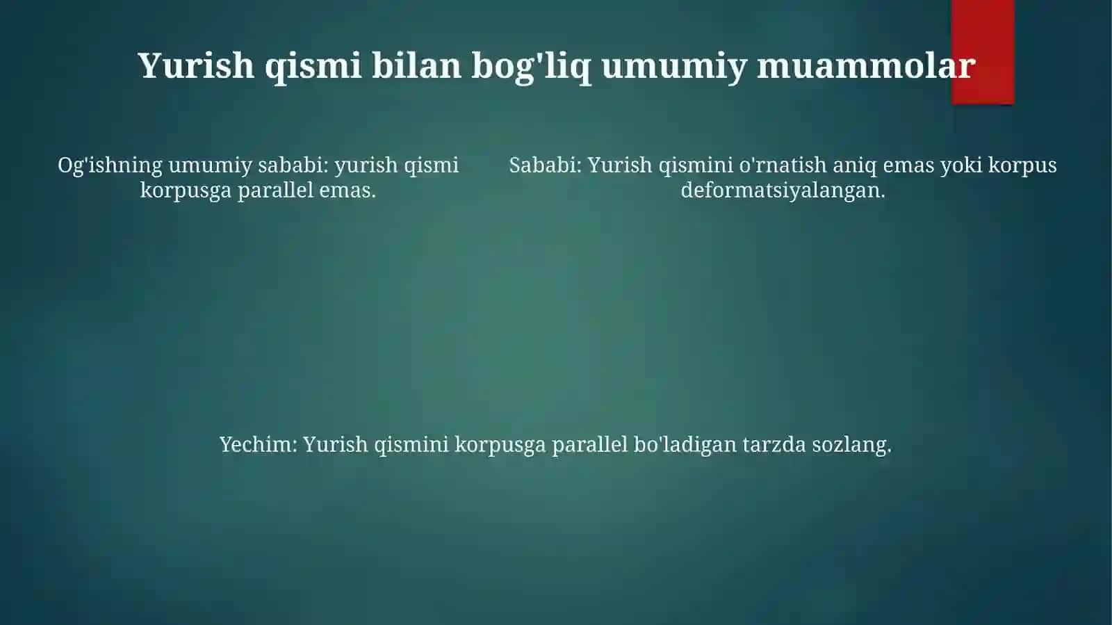 Yurish Qismga TexnikXizmatKo'Rsatish 4