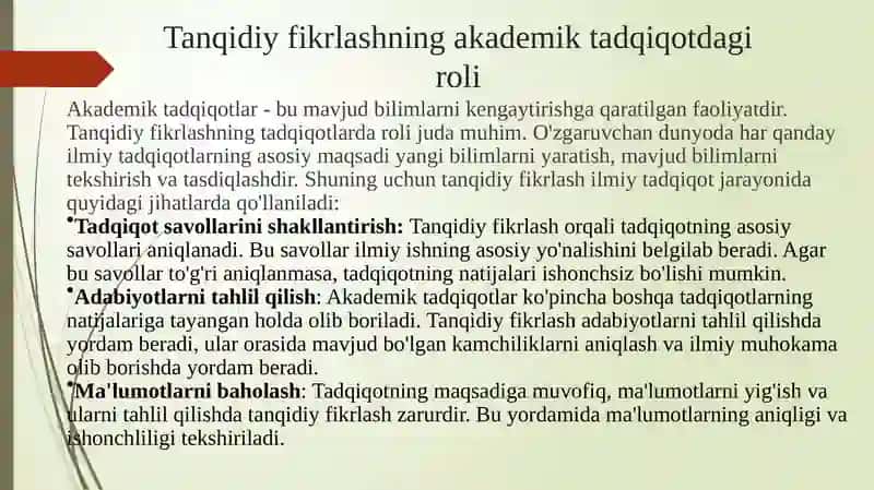 Akademik ko'nikma haqida 13 ta mavzu jamlangan taqdimot 4