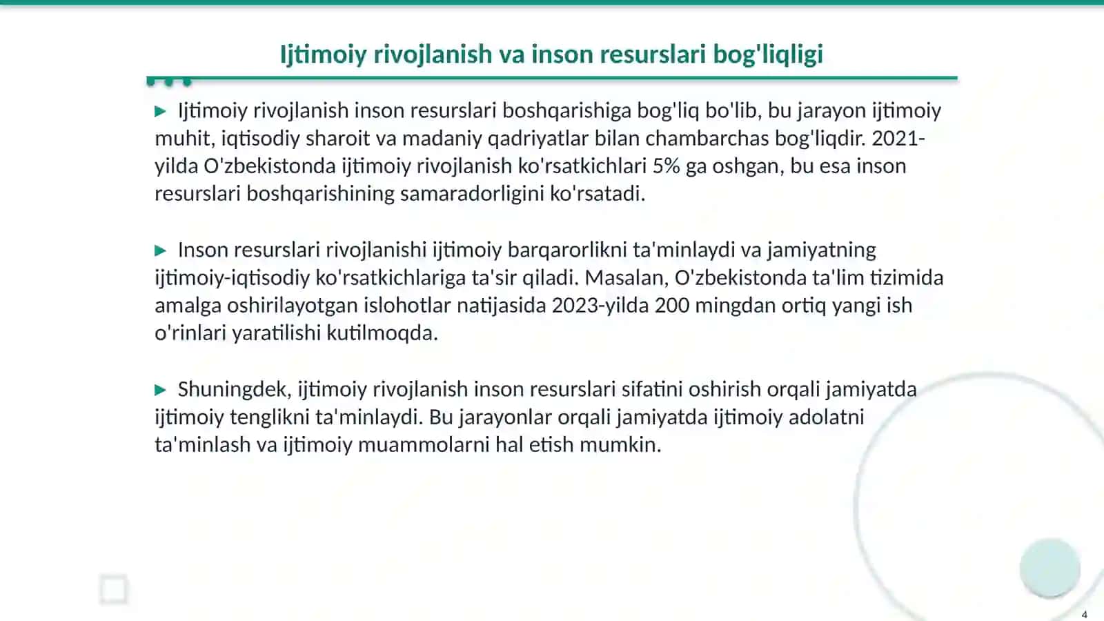 Jamiyat ijtimoiy rivojlanishida inson resurslarini boshqarishning tutgan oʻrni 4