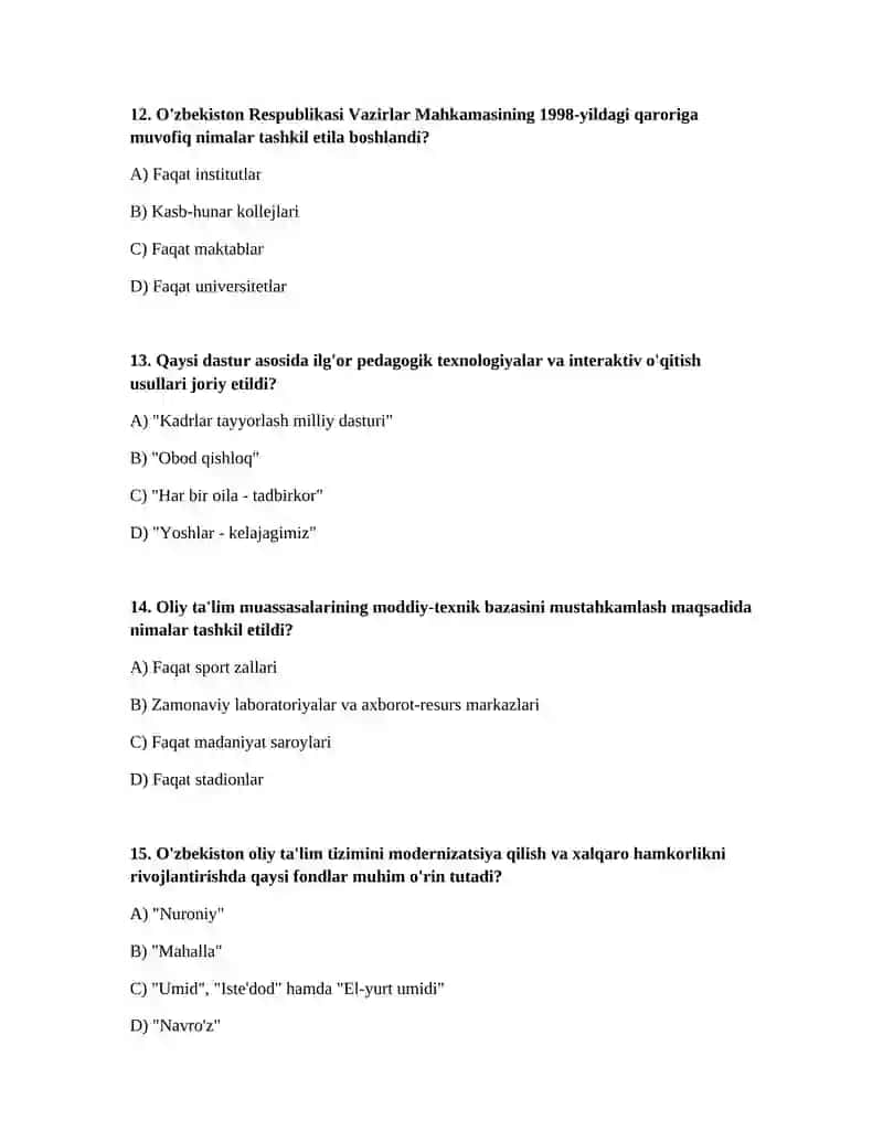 Oʻzbekiston respublikasida taʼlim sohasida amalga oshirilgan islohotlar 4