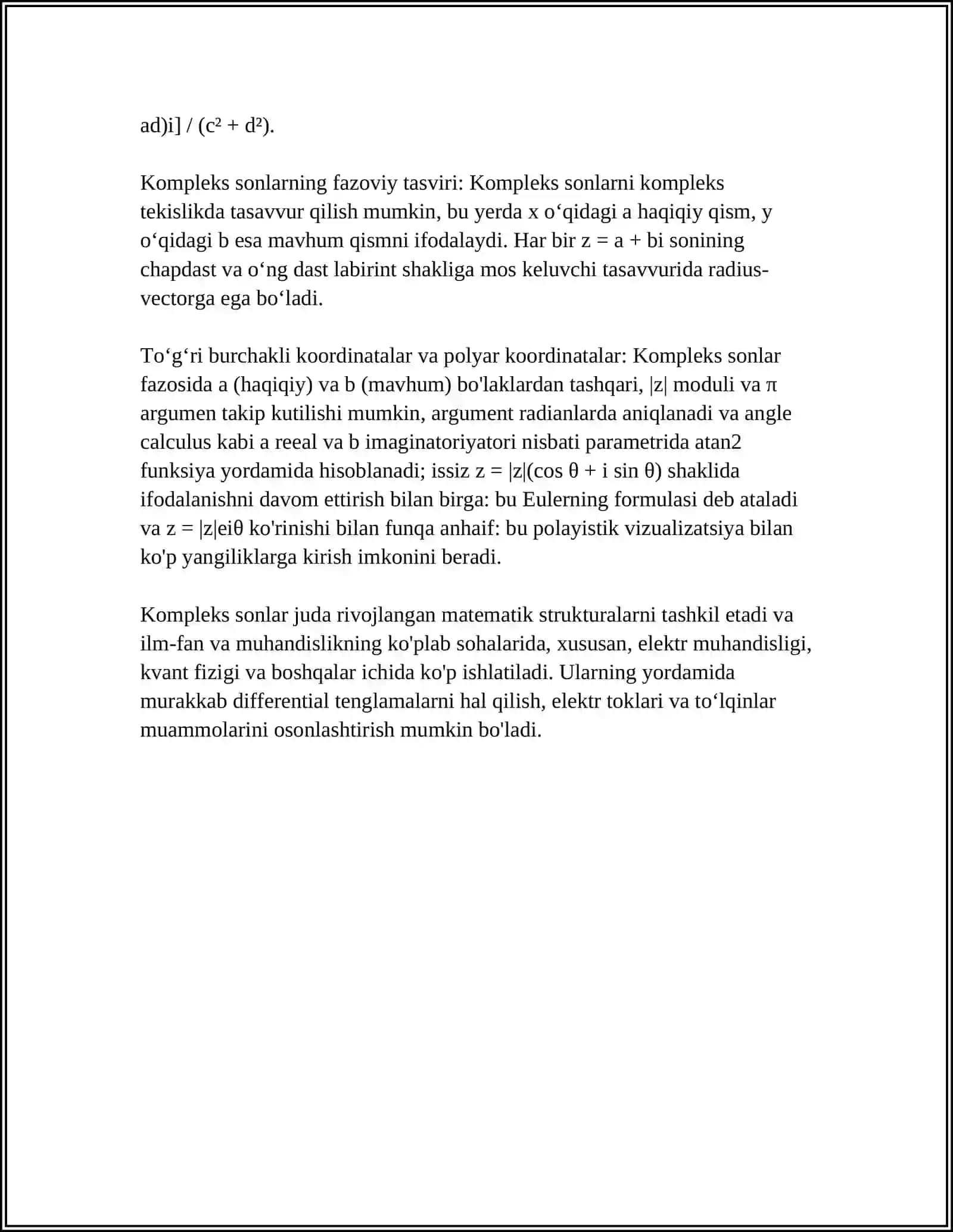 KOMPLEKS SONLARNI ELEKTR ZANJIRLAR NAZARIYASIDA VA DASTURLASHDA QOLLANILISHI 4