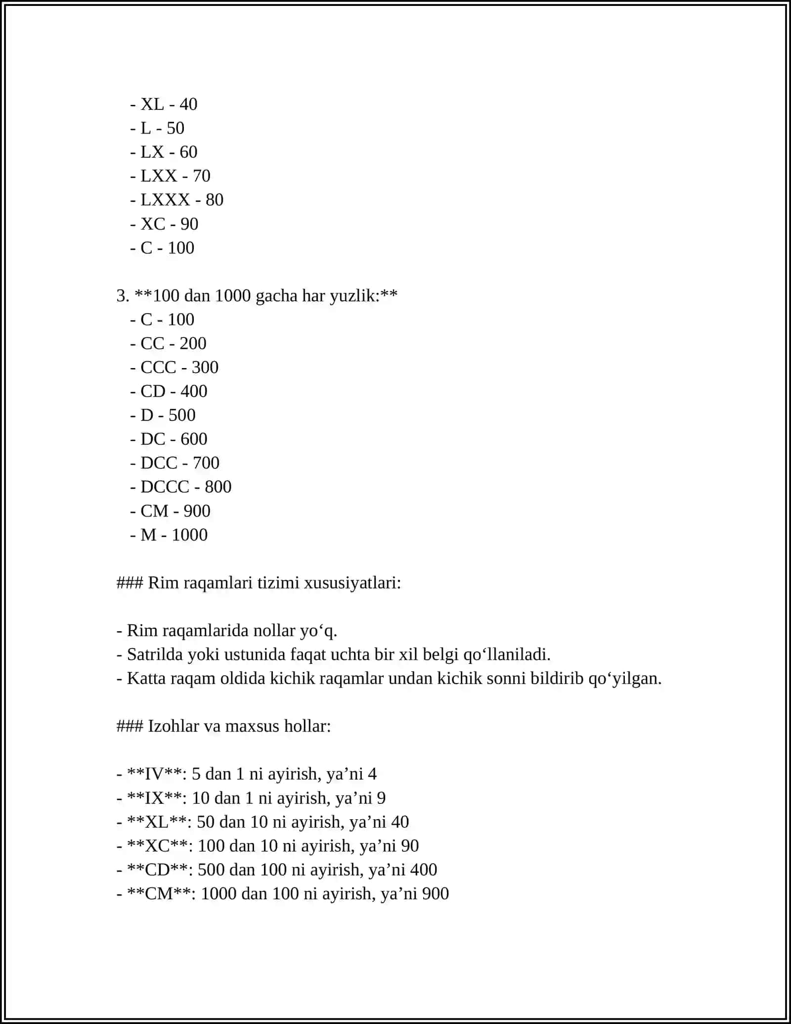 RIM RAQAMLARI 4