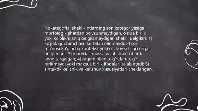 Ot turkumining son kategoriyasi: otlarning nokategorial shakllari 4