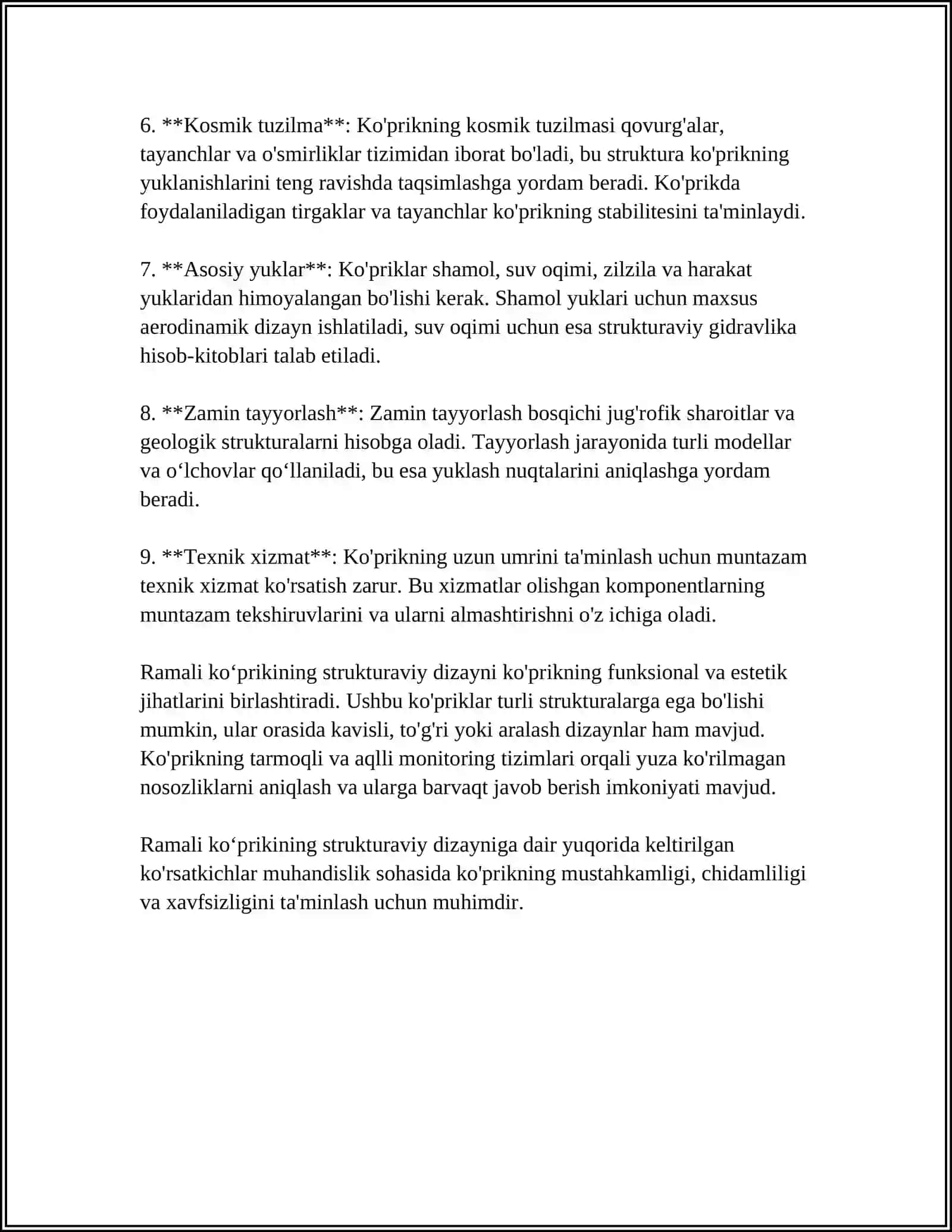 MUSTAQIL ISH Mavzu: RAMALI KOʻPRIKNING USTUNLARINI POYDEVOR BILAN BIRLASHTIRISH 4