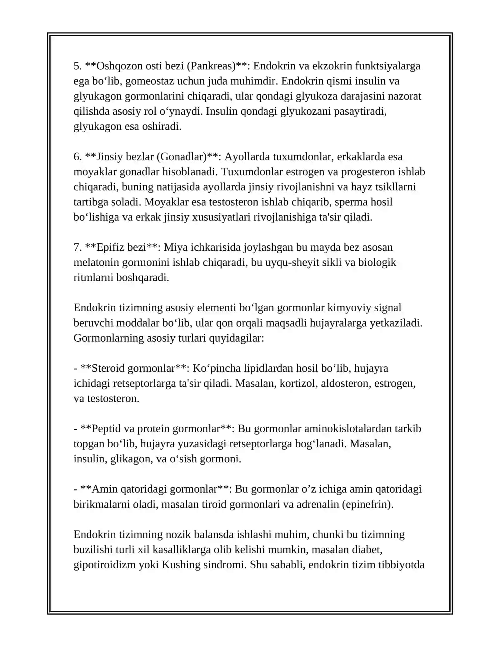ENDOKRIN SISTEMASI. MODDA VA ENERGIYA ALMASHINUVI 4