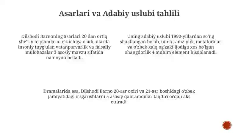 Dilshodi Barno hayoti va ijodi 4