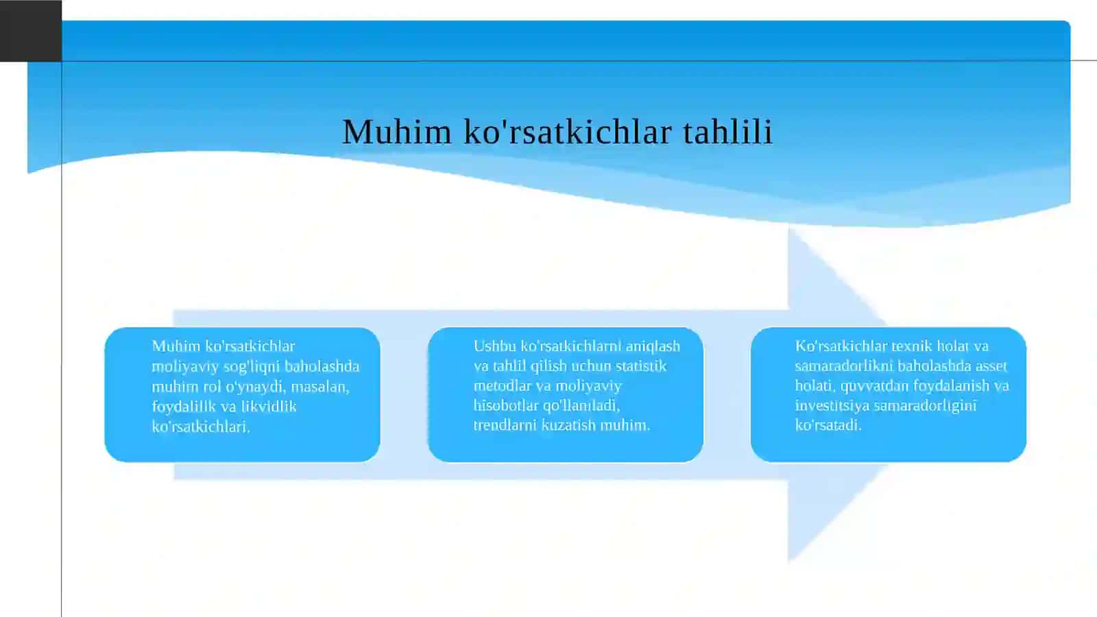 Texnik holatni baholash va muhim ko'rsatkichlarni aniqlash 4