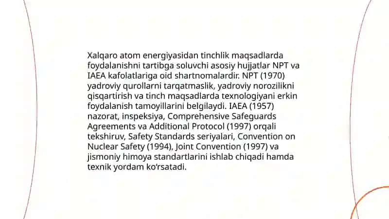 Atom energiyasidan tinchlik maqsadlarda foydalanish prinsipi 4