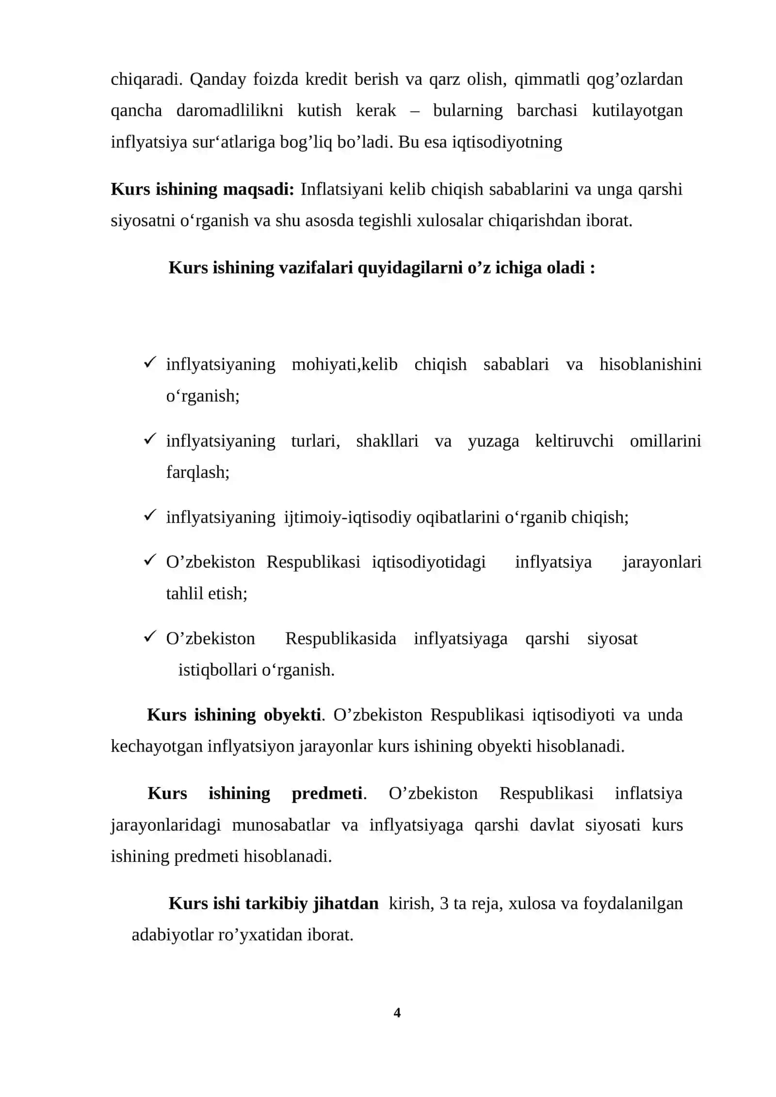 O’zbekiston Respublikasining inflatsiya ko’rsatkichlari maroiqtisodiy tahlili 4