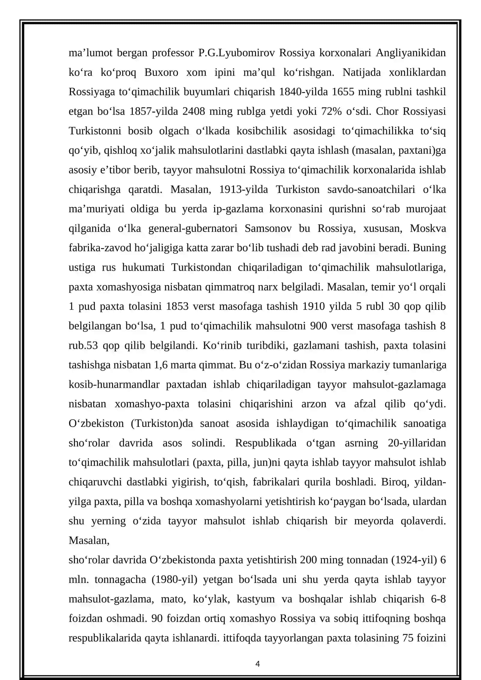 O‘ZBEKISTON TOʻQIMACHILIK SANOATINI RIVOJLANTIRISH VA EKSPORT SALOHIYATINI OSHIRISH YOʻLLARI 4