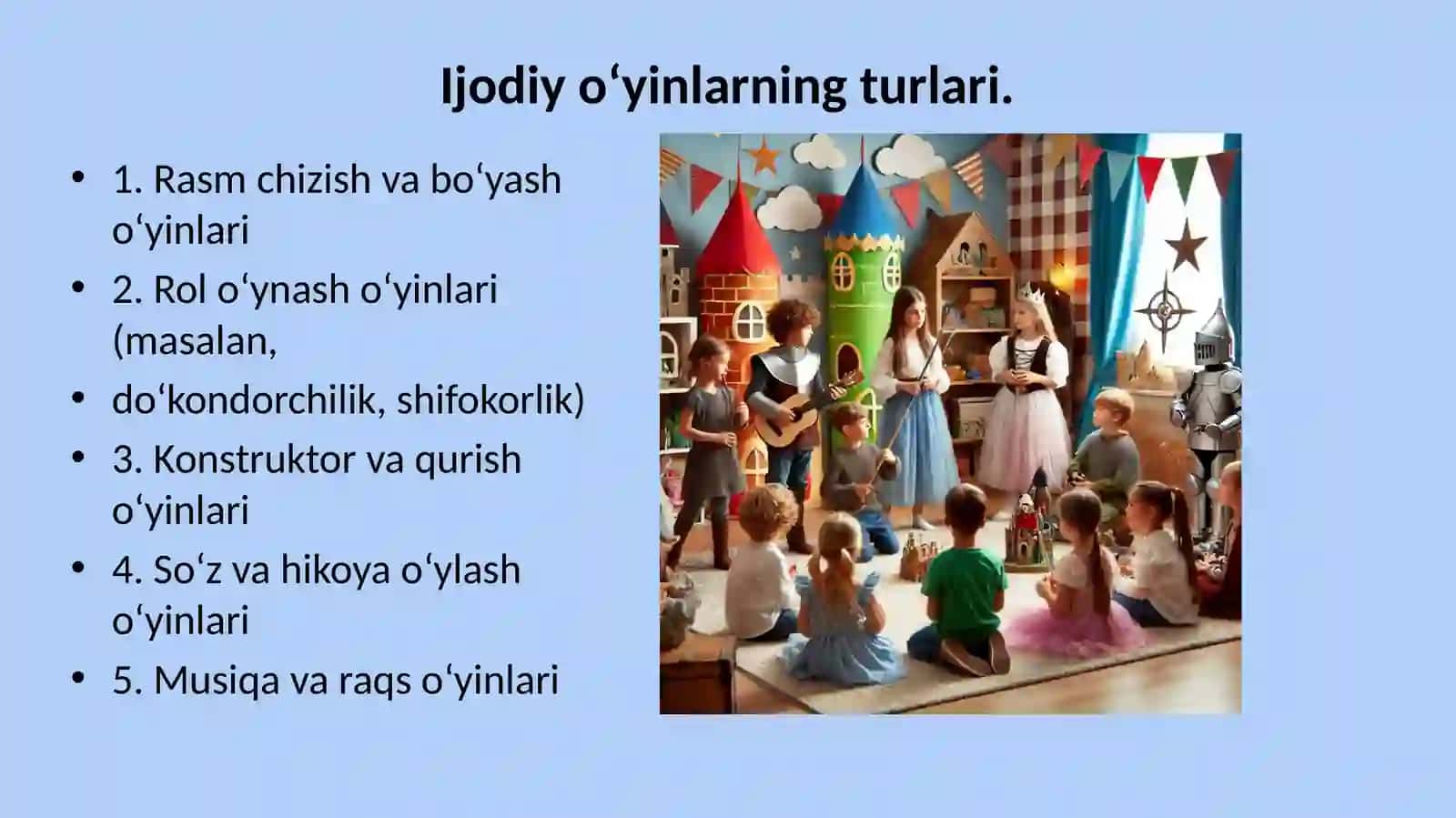 IJODIY  O’YINLAR haqida slayd 4