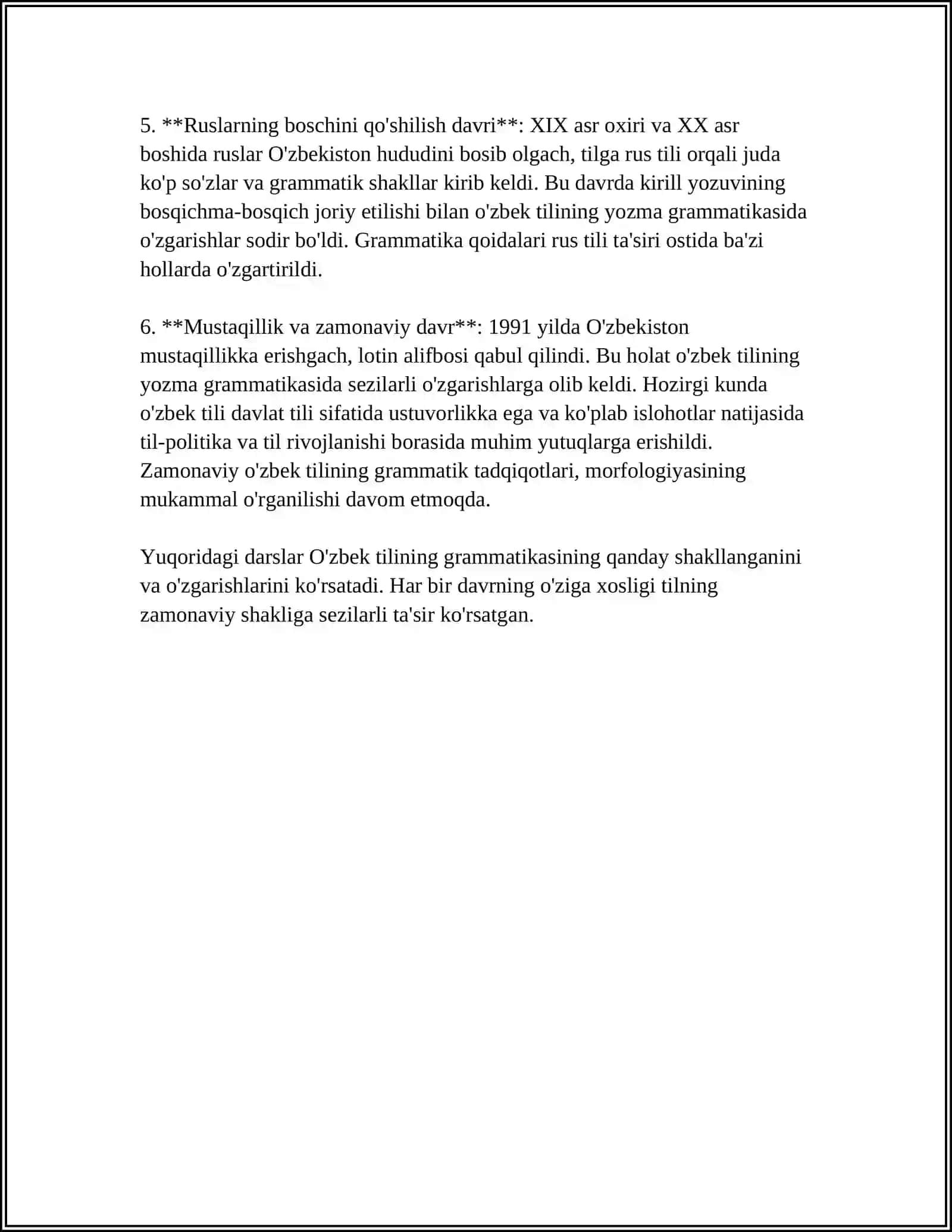 GRAMMATIKADAGI TARIXIY O'ZGARISHLARGA MISOLLAR TO'PLASH 4
