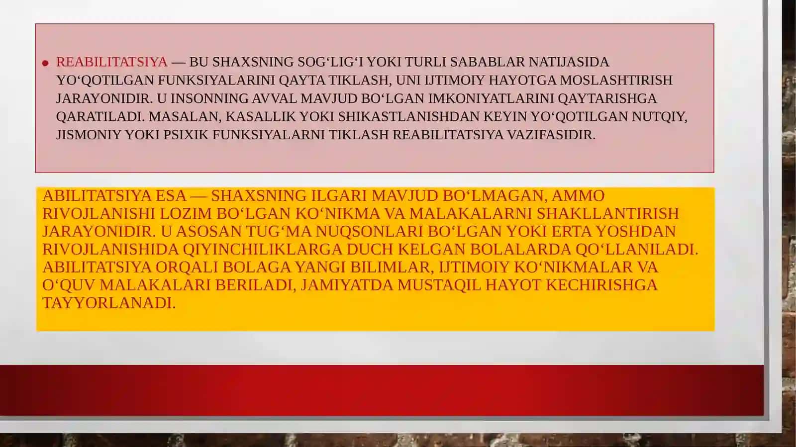 Abilitatsiya va reabilitatsiya kategoriyalari 4