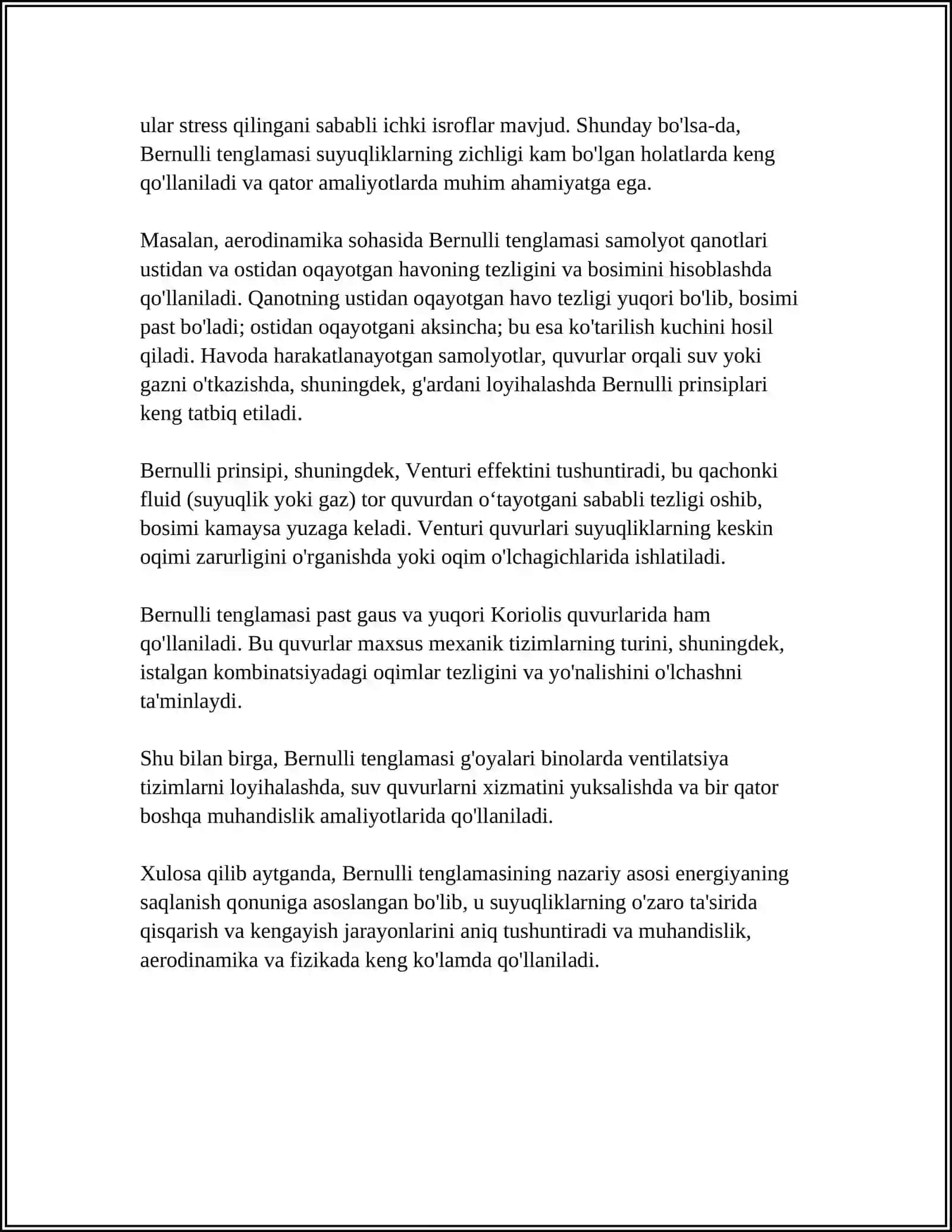 MUSTAQIL ISH Mavzu: BERNULLI TENGLAMASI 4