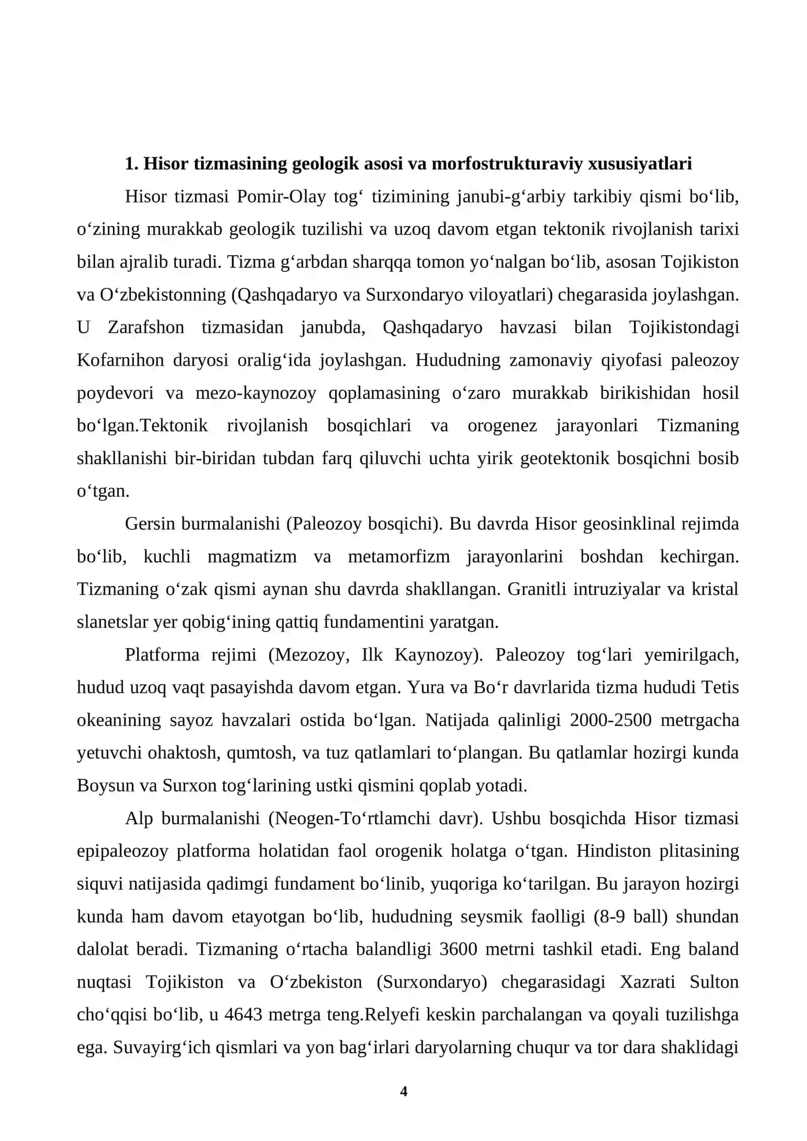 Hisor tizmasining tabiiy-geografik xususiyatlari 4